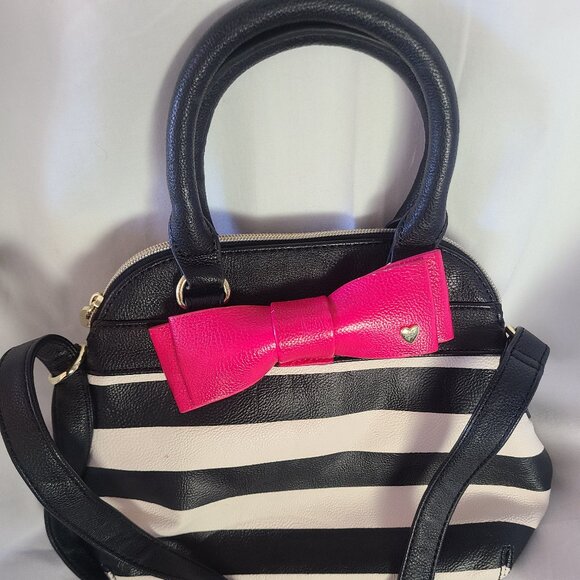 Betsey Johnson Striped Bow Purse - Picture 1 of 4